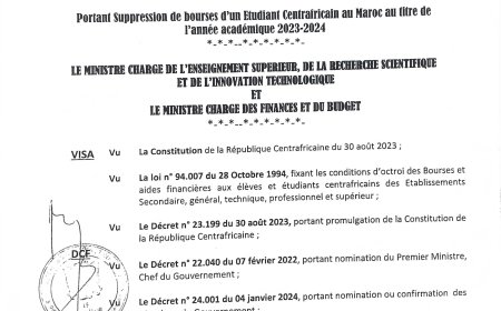 ARRETE INTERMINISTERIEL N°041  portant suppression de bourses d'un Etudiant au Maroc